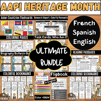 Preview of Asian American Heritage Month Ultimate Bundle in ENGLISH, FRENCH & SPANISH