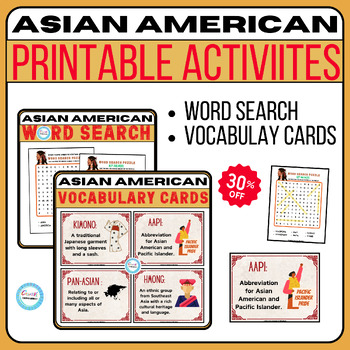 Preview of Asian American Heritage Month Word Search&Vocabulay Cards Activities BUNDLE