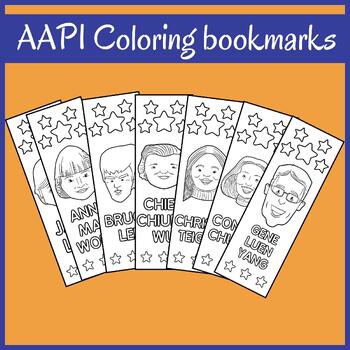 Preview of Asian American Leaders Coloring Bookmarks, AAPI Heritage Month Coloring Bookmark