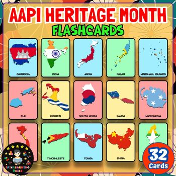 Preview of Asian Pacific American Heritage Month Countries Flash Cards | AAPI Matching Game
