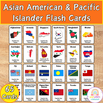 Preview of Asian American & Pacific Islander Country Flash Cards, AAPI Country Flags
