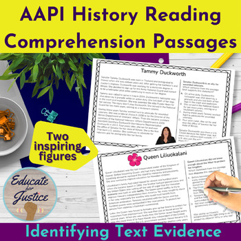 Preview of Asian American Pacific Islander Heritage Month Heroes: Reading Comp Freebie