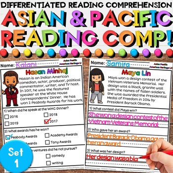 Preview of Asian American & Pacific Islander Heritage Reading Comprehension Passages Set 1
