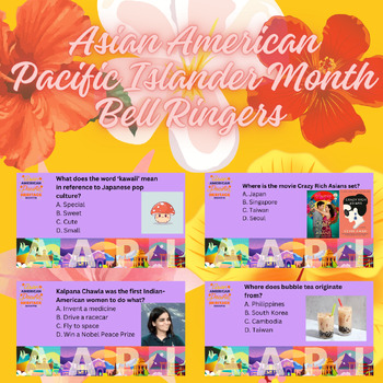 Preview of Asian American Pacific Islander Trivia Bell Ringers/Daily Attendance Questions
