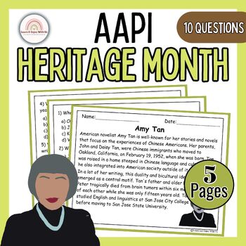 Preview of Asian American and Pacific Islander Heritage Reading Comprehension | Amy Tan
