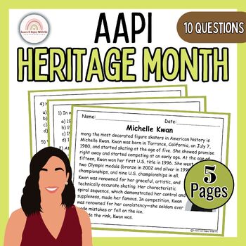 Preview of Asian American and Pacific Islander Heritage Reading Comprehension|Michelle Kwan