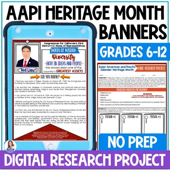 Preview of Asian Pacific American Heritage Month DIGITAL Biography Banners - AAPI Project