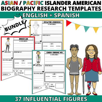 Preview of Asian American and Pacific Islander, Spanish &English Biography Research Project