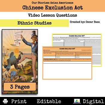 Preview of Asian Americans: Chinese Exclusion Act Video Lesson Questions