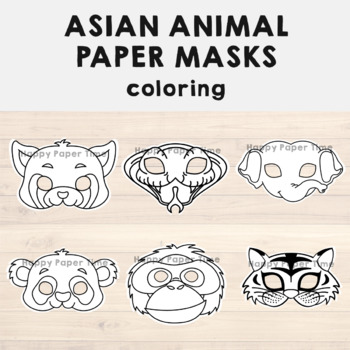 Asian jungle animal masks paper printable - Kid crafts - Happy Paper Time
