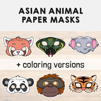 Asian jungle animal masks paper printable - Kid crafts - Happy