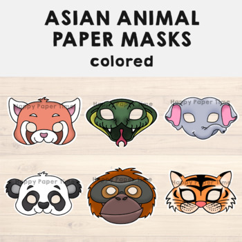 Asian jungle animal masks paper printable - Kid crafts - Happy