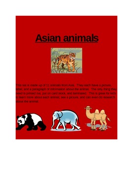 Preview of Asian Animals 3 part cards