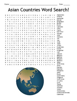 Preview of Asian Countries Word Search!