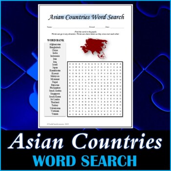Preview of Asian Countries Word Search Puzzle