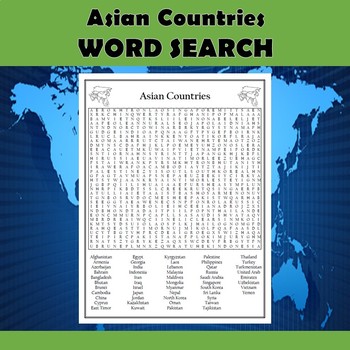 asian countries word search puzzle differentiated 2 pack tpt