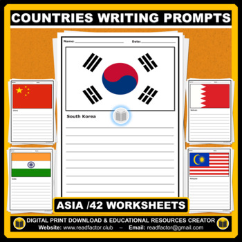 Preview of Asian Countries Writing Prompts - 42 worksheets