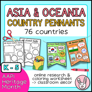 Preview of Asia & Oceania Country Pennants | AAPI Heritage Month , Flag Day