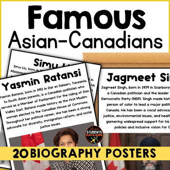 Preview of Asian Heritage Month Canada Famous Asian Canadians Posters Bulletin Board Decor