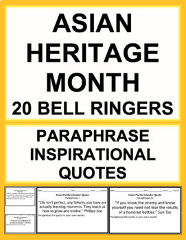 Preview of Asian Heritage Month (AAPI) Inspirational Quote Bell Ringers
