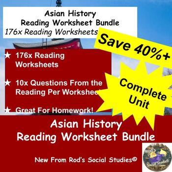 Preview of Asian History COMPLETE Reading Worksheet Bundle *Editable**