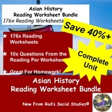 Asian History COMPLETE Reading Worksheet Bundle *Editable**