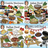 Asian/Italian/Mexican Cuisine Clipart