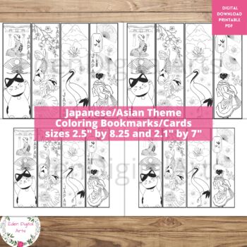 Preview of Asian Japanese Theme Coloring Bookmarks, AAPI Heritage Culture Craft Activity