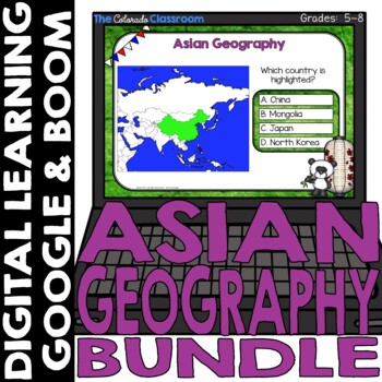 Preview of Asian Map and Geography DIGITAL Cards Bundle | Google Classroom™ | BOOM Cards™