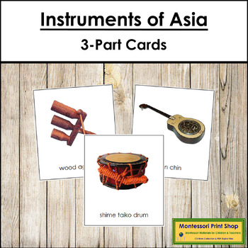 Preview of Musical Instruments of Asia 3-Part Cards - Continent Cards