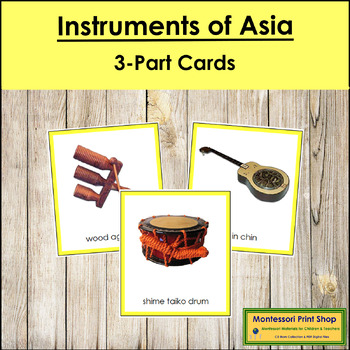 Preview of Musical Instruments of Asia 3-Part Cards (color borders) - Continent Cards