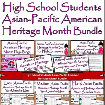 Preview of Asian-Pacific American Heritage Bundle for High:Bingo,Puzzle,Quiz,Lesson,Reading