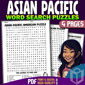 Preview of Asian Pacific American Heritage Month 2024 Word Search: Celebrating Activity