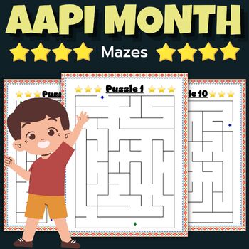 Preview of Asian Pacific American Heritage Month AAPI Mazes Puzzles With Solutions