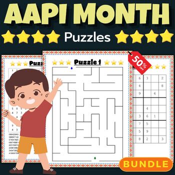 Preview of Asian Pacific American Heritage Month AAPI Puzzles With Solutions - Brain Games
