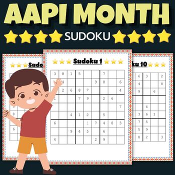Preview of Asian Pacific American Heritage Month AAPI Sudoku Puzzles With Solutions