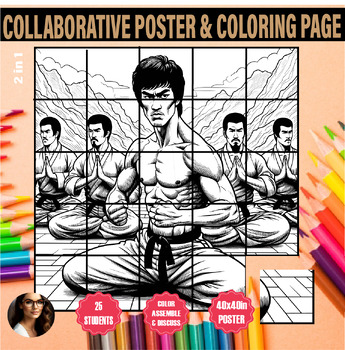 Preview of Asian Pacific American Heritage Month Bruce Lee coloring collaborative poster