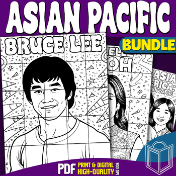 Preview of Asian Pacific American Heritage Month Bundle Collaborative Poster Coloring Craft