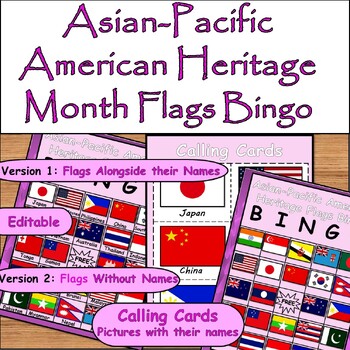 Preview of Asian-Pacific American Heritage Month Flags Bingo with Calling Cards/ 24 Flags