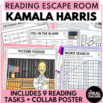 Preview of Asian Pacific American Heritage Month Reading Escape Room about Kamala Harris
