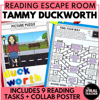 Preview of Asian Pacific American Heritage Month Reading Escape Room about Tammy Duckworth