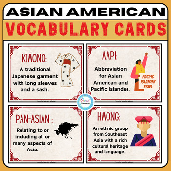 Preview of Asian Pacific American Heritage Month Vocabulary Cards,printable Activities,AAPI