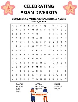 Preview of Asian Pacific American Word Search- Celebrate Diversity. For 3rd-6th grade