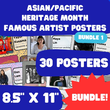 Preview of Asian/Pacific Heritage Month - AAPI Famous Artist Posters - 8.5"x11" - Bundle 1