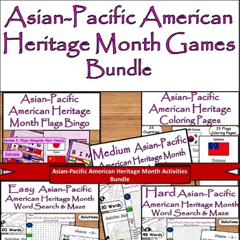 Preview of Asian-Pacific Heritage Month Activities Bundle:Bingo Game,Puzzles,Coloring Pages