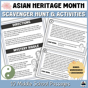 Preview of Asian Pacific Islander Heritage Reading Comprehension, Crossword & Wordsearch