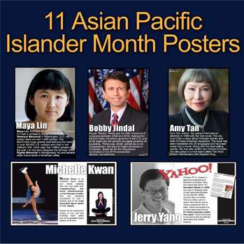 Preview of Asian Pacific Islander Month Posters! 11 Posters of Diverse Americans in History