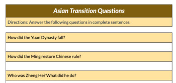 Preview of Asian Transitions Notes Questions
