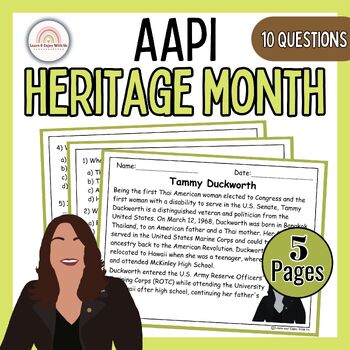 Preview of Asian American and Pacific Islander Heritage Reading Comprehension| Tammy Duckwo