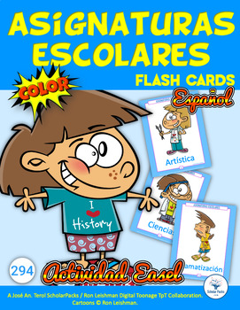 Preview of Asignaturas Escolares. Flashcards. Color. Español